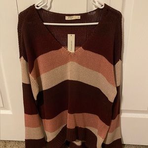 Color block long sleeve sweater